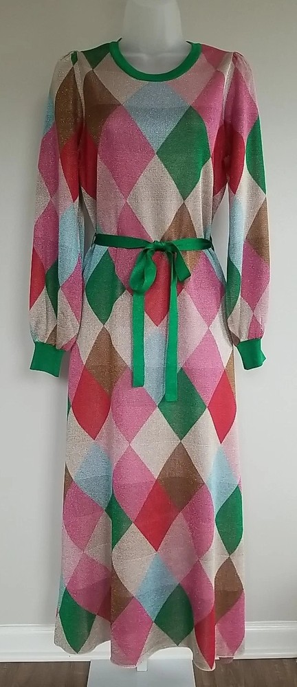 Boden Sparkle Argyle Crew Metallic Jacquard Dress NWT US 8 Party