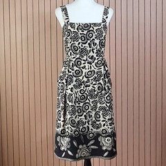 Max Mara 100% Silk Dress Pura Seta Black White Floral UK 8 IT 40 Italy