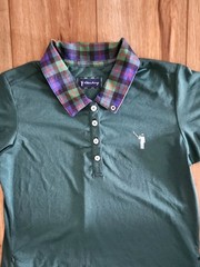 William Murray Golf Forest Green Dress with Purple & Green Plaid Collar Size M