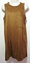 RD STYLE Chestnut Brown Microsuede Sleeveless Dress, Jumper, L