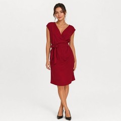 Muxxn Boutique Wrap Dress Womens Size 2XL Red V-Neck Sleeveless Waist Drawstring