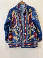 Handmade Velvet Jacket Robe, Reversible Cotton Boho Jacket, Indian Block Print