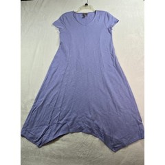 Chicos Periwinkle Blue Slub Knit Sharkbite Hem V-Neck T-Shirt Dress Size 0 S