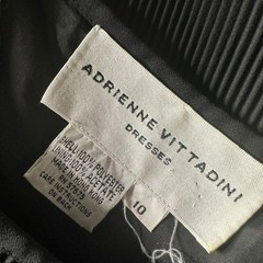 Adrienne Vittadini Black Tiered Midi Dress Pleated Bell Sleeves Size 10 Ribbeb