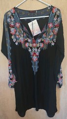 Johnny Was Women&rsquo;s Floral Embroidered Tunic Dress Size M Oversized Boho Beach