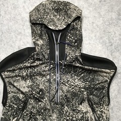 Diesel Half Zip Windbreaker Dress XXS Oversized Black Splatter Print Ultralight