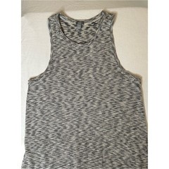 Aerie Tank Dress Medium Black White Marled Striped Cotton Casual Racerback