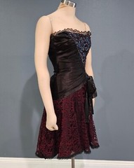 Vintage 80s TD4 by ELECTRA Strapless Fit Flare Steampunk Lace Sequin XXS/XS
