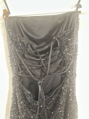 Beautiful black, full length, sequined prom dress with lace up back Size Xs