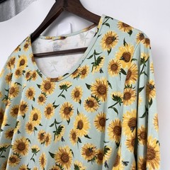 Lands End Dress 2X 20/22W Sunflower Bees Cotton Comfort Summer Prairie Boho Peru