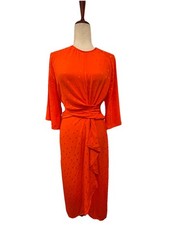 Essential Antwerp Women’s 36 US 4 Vayen Dot Knot Silk Midi Dress In Orange$495