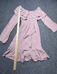 Wish Senna Dress Womens Small Pink Off Shoulder Long Sleeve Ruffle Boho Rayon