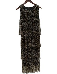 Antthony Women&rsquo;s Printed Mesh Knit Tiered Sleeveless Dress Black Multi