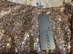 GODDIVA PLUS ROSE GOLD SEQUINS MAXI EVENING OCCASION PARTY DRESS SIZE 16