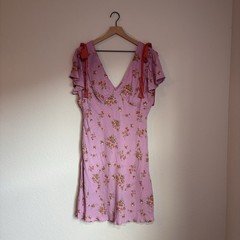Wild Fable Target Floral Mini Dress L Pink Coquette Cottagecore Tie Shoulder NWT
