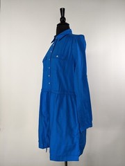 Gap Blue Cotton Long Sleeve Drawstring A-Line Shirt Dress Size S