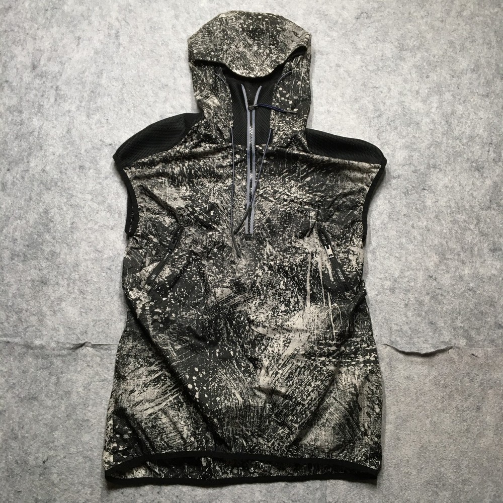 Diesel Half Zip Windbreaker Dress XXS Oversized Black Splatter Print Ultralight
