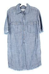 TRINA TURK Blue Linen/Tencel Chambray 1/2 Button-Up CLOVIS SHIRT DRESS Frayed 4