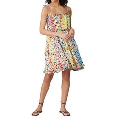 All Things Mochi Rainbow Polka Dot Tiered Mini Dress – Size M