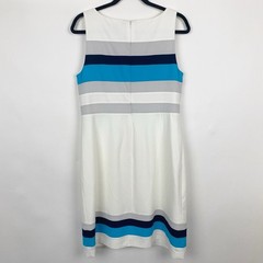 White House Black Market Colorblock Striped Sheath Dress Womens 10 White Blue