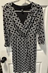 WHBM Pre-owned Black, Size 8, Knee length long dress, 3/4 sleeve