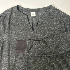 CAbi PJ Sweater Dress Size M Gray Long Ruched Sleeve Split Neck Stretch 3829