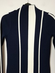 Reiss Kelli Ribbed Striped Mini Dress, Navy/Cream – Size M
