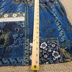 En Focus Studio Womens 8 Blue Patchwork Shift V-Neck 3/4 Sleeve Knee Dress