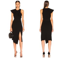 A.L.C. Nicola Dress Black Asymmetric Ribbed Stretch Size SMALL