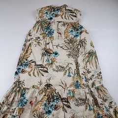 Banana Republic Dress Womens Medium Beige 100% Linen Tropical Floral Shirt Swing