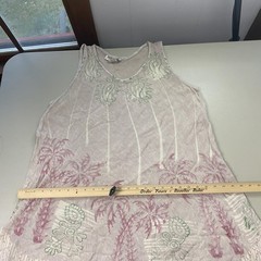 Vintage Jessica Taylor Dress 2X Beige Paisley Tropical Coastal Beachy Grunge Y2K
