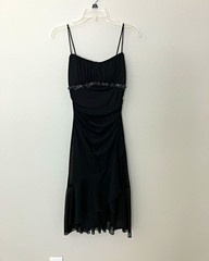 Ruby Rox Y2K Black Beaded Ruched Chiffon Cocktail Party Dress Womens Medium M