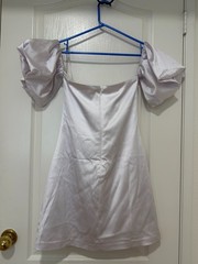 Abercrombie & Fitch Removable Puff Sleeves White Satin Shiny A Line Dress Size M