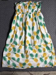 J.Crew Pineapple Squareneck Ruffle Maxi Dress Sz 14 White Yellow Green NWT