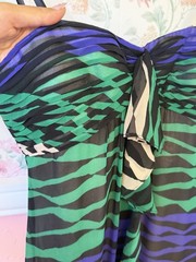 BCBGMaxAzria silk chiffon ruffle front strapless maxi dress with train size 0