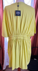 NWT Opening Ceremony Elastic Back Tee Dress size L yellow logo cotton MSRP $195