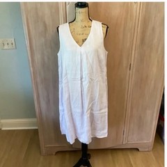 NWT J.Jill Sleeveless Linen Dress capsule luxury V Neck Shift Tank Pale Orchid L