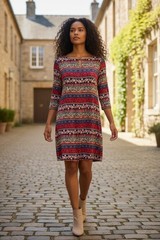 Cute Forever 21 Boho Print 3/4 Sleeve Mini Dress Size: S