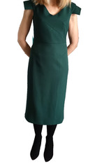 Elegant new bottle green tailored crepe pencil zip detail Karen Millen dress, 10