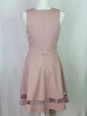 LULUS Social Circle Mauve Pink Mesh Skater Fit & Flare Sleeveless Dress Size Med