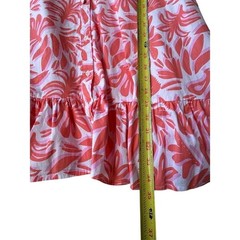 Michelle McDowell Pink Orange Floral Ruffle Mini Dress XXL Button Front Cotton
