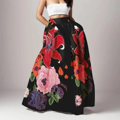 Summer Ladies Bohemian Maxi Skirt Floral Printed Women Long Beach Party Dress UK