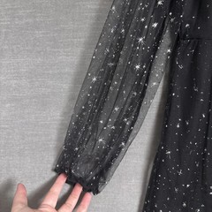 SheIn Curve Dress 2XL Black Star Mesh Wrap Celestial Glitter Party Witchy Goth