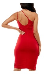 CITY STUDIO Womens Dress Red Lined Adjustable Pullover Tie Slit Juniors 3