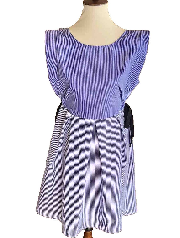 Bobeau Women&rsquo;s Sleeveless Blue Striped Dress with Side Bows Dress Size S