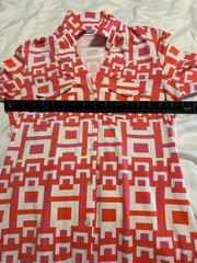 J.McLaughlin Dress Womens XS Red Pink Print Shirtdress Belted Catalina Cloth