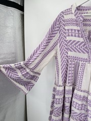 Devotion Twins Embroidered Ella Tunic Dress 100% Cotton Lilac Sz M Boho Island