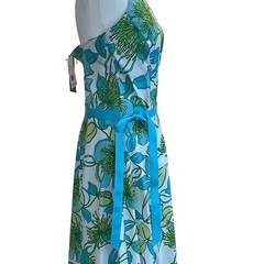 Catherine Stewart BellePointe Hampton Floral Halter Dress Blue Green White