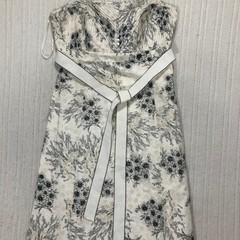 White House Black Market Floral Print Strapless Dress Belted Size 8