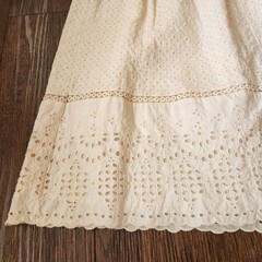 LOFT Maternity White Eyelet Ruffle Sleeve Dress Size 6M Cotton Boho Baby Shower